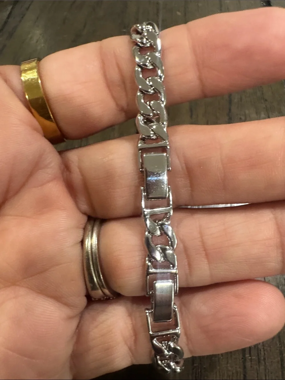 Sterling Silver-Tone Pave Cuban Link Bracelet - Silver